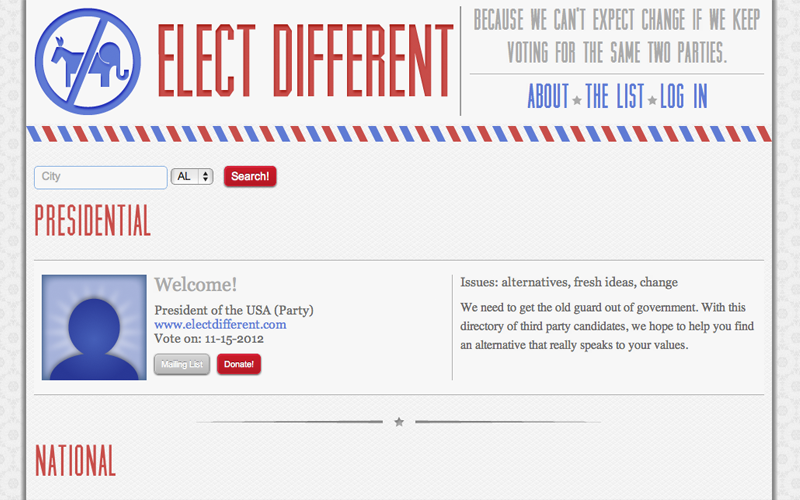 electdifferent.com website screenshot